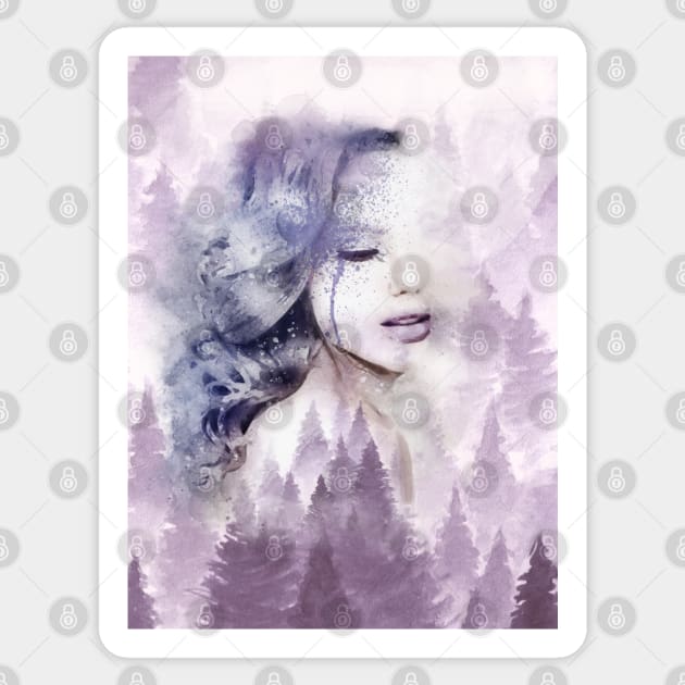 misty forest woman Sticker by LanaArt